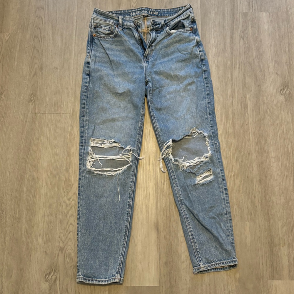 American Eagle Blue Ripped Distressed Denim Jeans Short